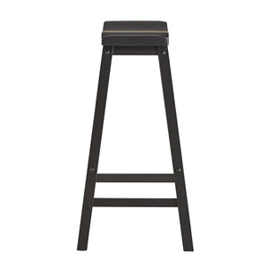 Cosimo Solid Rubberwood Bar Stools Set of 2 with Saddleback Seat Distressed Finish