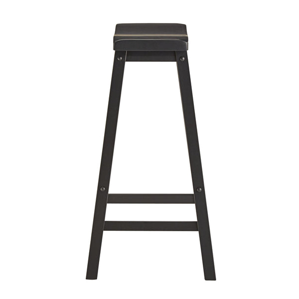 Cosimo Solid Rubberwood Bar Stools Set of 2 with Saddleback Seat Distressed Finish