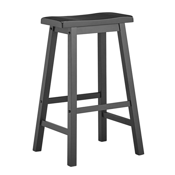 Cosimo Solid Rubberwood Bar Stools Set of 2 with Saddleback Seat Distressed Finish