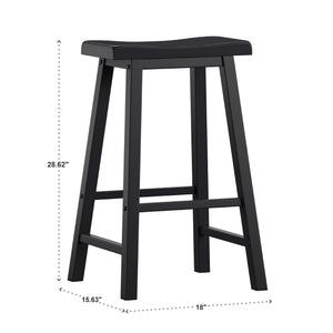 Cosimo Solid Rubberwood Bar Stools Set of 2 with Saddleback Seat Distressed Finish