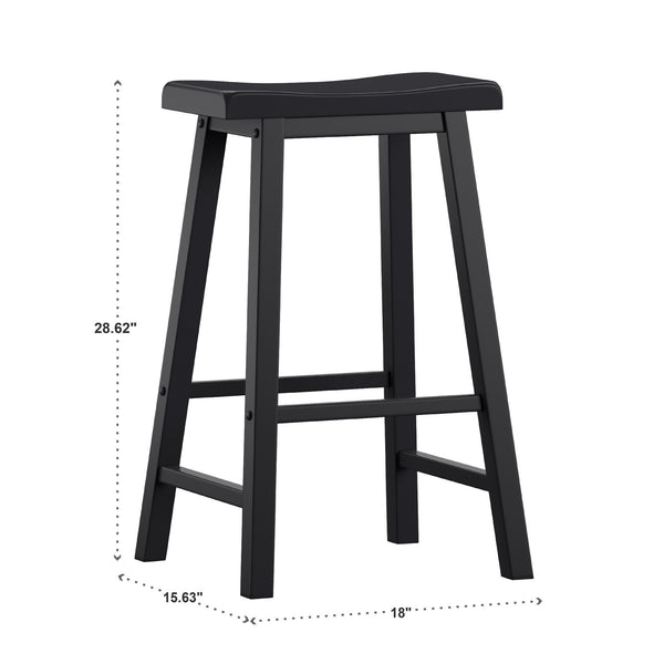 Cosimo Solid Rubberwood Bar Stools Set of 2 with Saddleback Seat Distressed Finish