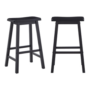 Cosimo Solid Rubberwood Bar Stools Set of 2 with Saddleback Seat Distressed Finish