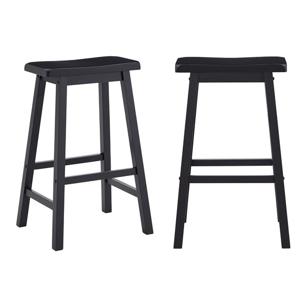 Cosimo Solid Rubberwood Bar Stools Set of 2 with Saddleback Seat Distressed Finish