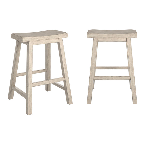 Cosimo Solid Rubberwood Saddleback Counter Stools Set of Two for Kitchen Islands