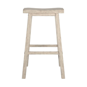 Homelegance Cosimo Solid Rubberwood Bar Stools Set of 2 with Saddleback Seat Distressed Finish Antique White 611WH-29