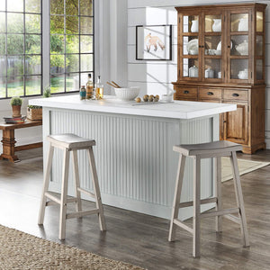 Cosimo Solid Rubberwood Bar Stools Set of 2 with Saddleback Seat Distressed Finish