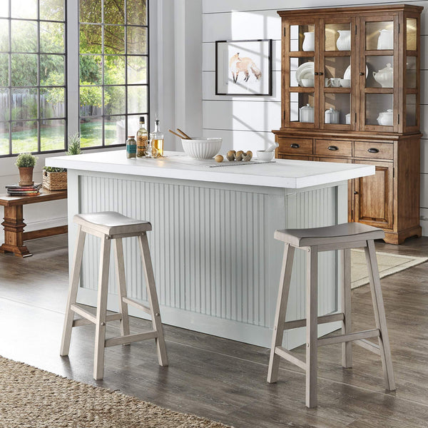 Cosimo Solid Rubberwood Bar Stools Set of 2 with Saddleback Seat Distressed Finish
