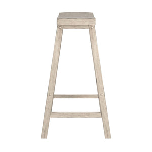 Cosimo Solid Rubberwood Bar Stools Set of 2 with Saddleback Seat Distressed Finish