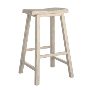 Cosimo Solid Rubberwood Bar Stools Set of 2 with Saddleback Seat Distressed Finish