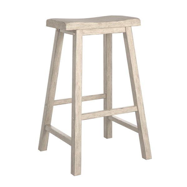 Cosimo Solid Rubberwood Bar Stools Set of 2 with Saddleback Seat Distressed Finish