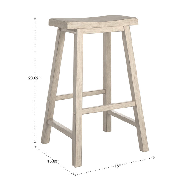 Cosimo Solid Rubberwood Bar Stools Set of 2 with Saddleback Seat Distressed Finish