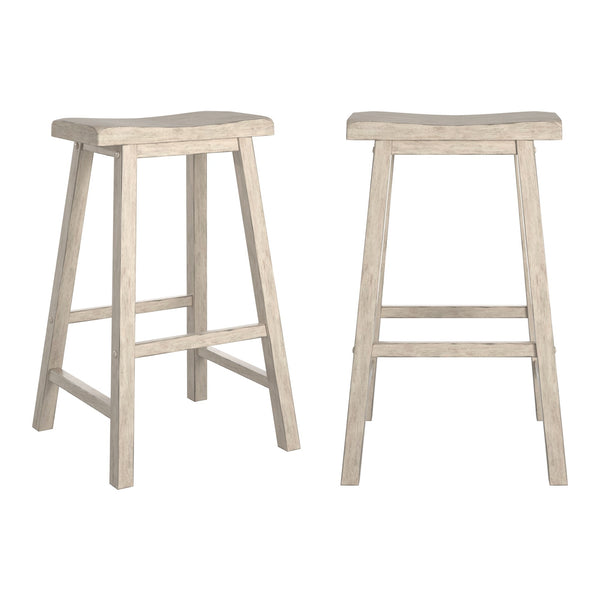 Cosimo Solid Rubberwood Bar Stools Set of 2 with Saddleback Seat Distressed Finish