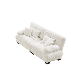 English Elm Cloud 2-Seater Chenille Sofa - Elegant Comfort With Lumbar & Throw Pillows For Stylish Living Rooms W714S00998
