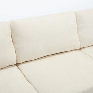 English Elm Modern Chenille L-shaped Sectional with Usb Charging Ottoman Storage Living Room Couch Beige W2120S00016