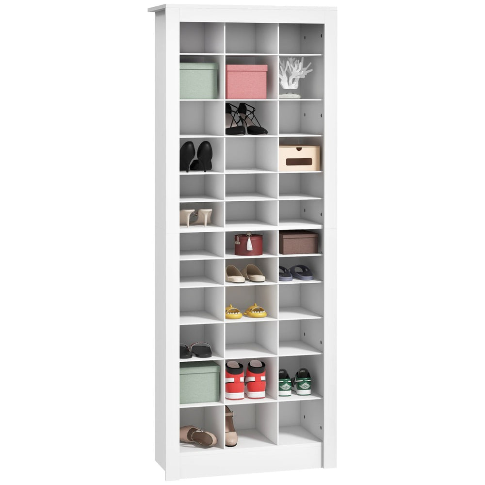 English Elm Homcom Tall Narrow Shoe Organizer Open Cubby Storage Unit Holds 36 Pairs White W2225P229414