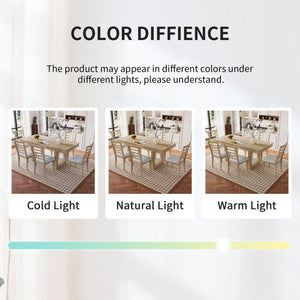 English Elm 7 Extendable Dining Table Set with 18" Leaf and 6 Upholstered Chairs — Rustic Farmhouse 60–78" Wood Veneer Table Natural N752S000090N