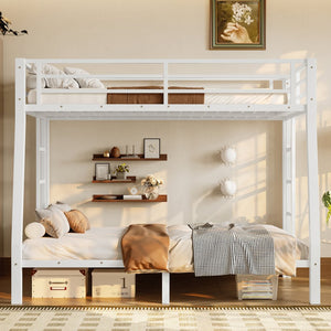 English Elm Metal Full Xl Over Queen Bunk Bed – Space-Saving, Durable Steel Frame, No Box Spring Needed, Easy Setup W1580S00288
