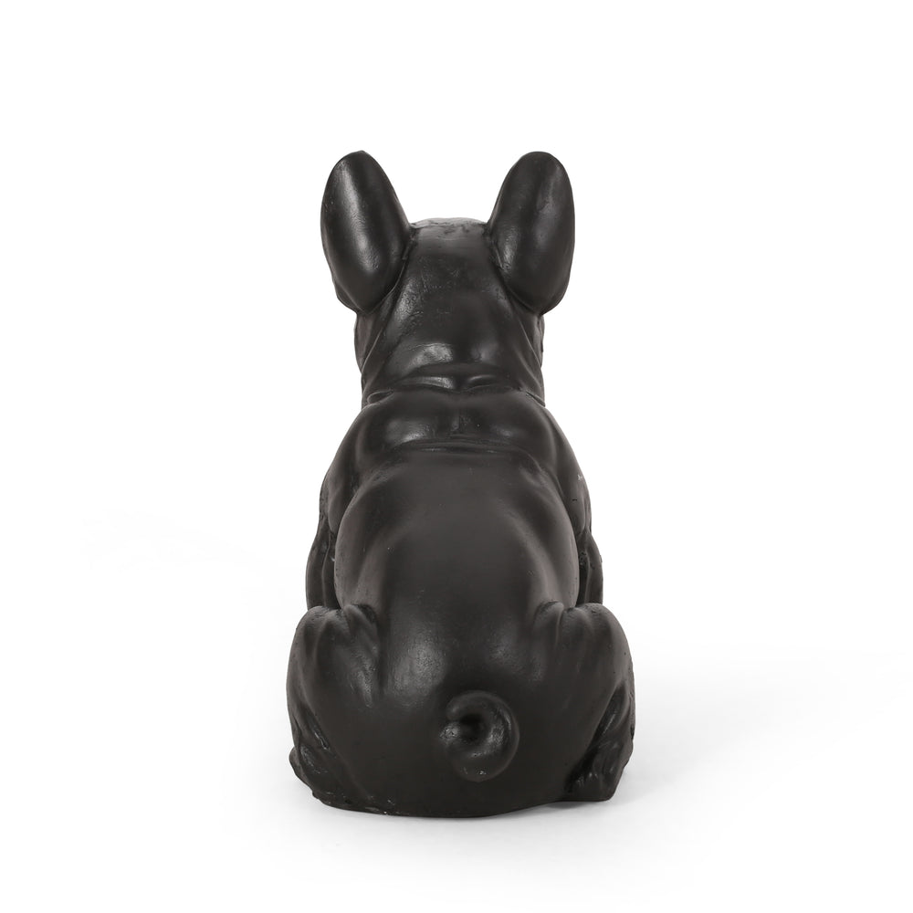 English Elm Christopher Knight Home® - DOG French Bulldog Garden Sculpture Cast Stone Outdoor Accent with Antique Wash, Durable Charm Black 70293.00BLK