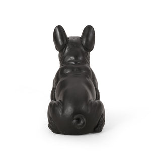 English Elm Christopher Knight Home® - DOG French Bulldog Garden Sculpture Cast Stone Outdoor Accent with Antique Wash, Durable Charm Black 70293.00BLK