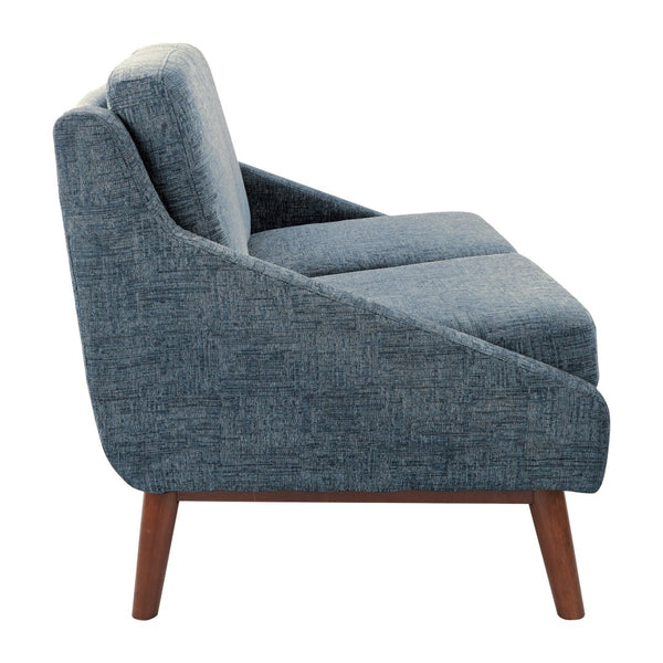 OSP Home Furnishings Mid-century Open Arm Loveseat with Solid Wood Legs and Plush Fiber Cushions Loveseat Navy SL4422R-MC3