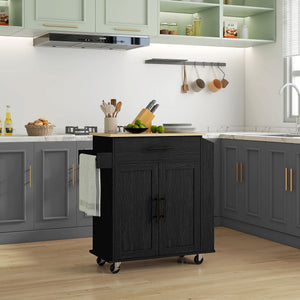 English Elm Homcom Mobile Kitchen Island With Ac Outlets, Storage & Spice Rack - Perfect For Small Spaces! W2225P200733