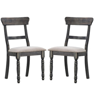 English Elm Set Of 2 Dining Chairs With Padded Cushions - Light Brown & Weathered Gray For Ultimate Comfort B016P314430-GIGA