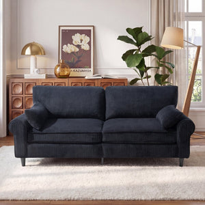 English Elm 80.7" Corduroy Upholstered Loveseat with Rolled Arms Solid Wood Iron Frame Modern W5515P488201