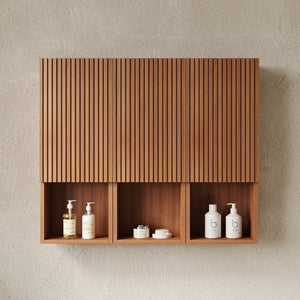 English Elm Mitch Modular Wall Mounted Cabinet Set Oak Woodgrain Soft Close Bathroom Storage W2615S00521
