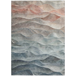 HomeRoots 8' X 10' Teal Blue & Peach Abstract Area Rug – Washable, Durable, Perfect for Indoor & Outdoor Use! 612003
