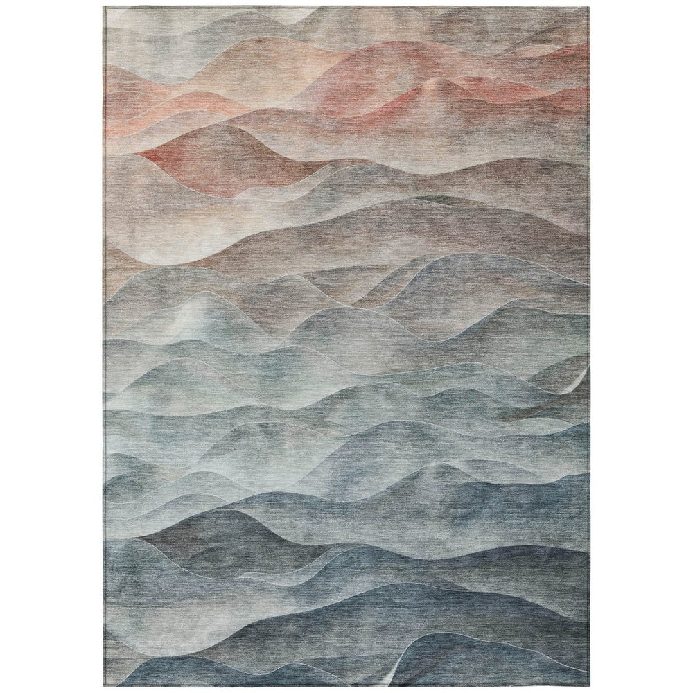 HomeRoots 8' X 10' Teal Blue & Peach Abstract Area Rug – Washable, Durable, Perfect for Indoor & Outdoor Use! 612003