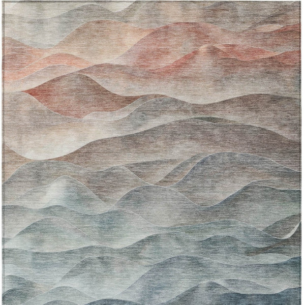 HomeRoots 8' X 10' Teal Blue & Peach Abstract Area Rug – Washable, Durable, Perfect for Indoor & Outdoor Use! 612003