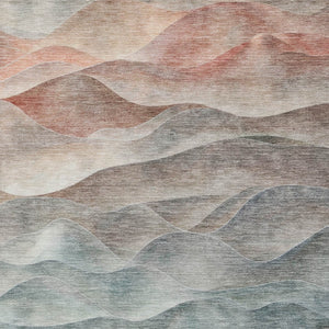 HomeRoots 9' X 12' Teal Blue and Peach Abstract Area Rug – Stylish, Washable, Indoor/Outdoor Solution for Any Space 612004