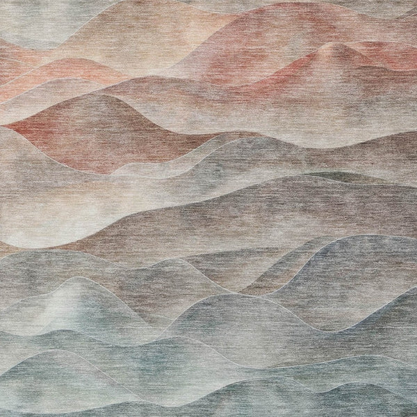 HomeRoots 9' X 12' Teal Blue and Peach Abstract Area Rug – Stylish, Washable, Indoor/Outdoor Solution for Any Space 612004