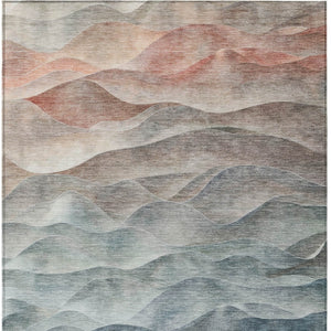 HomeRoots 10' Teal Blue and Peach Abstract Area Rug - Modern, Washable, Durable for Indoor/Outdoor Spaces! 612005