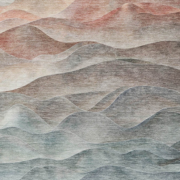 HomeRoots 10' Teal Blue and Peach Abstract Area Rug - Modern, Washable, Durable for Indoor/Outdoor Spaces! 612005