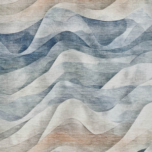 HomeRoots 5' Blue & Ivory Abstract Area Rug – Washable, Durable, Stain-Resistant for Indoor & Outdoor Use! 612013