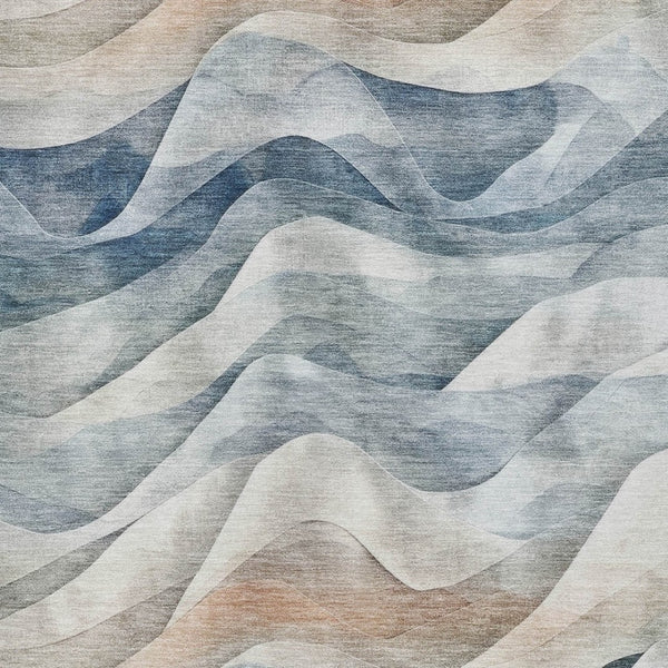 HomeRoots 5' Blue & Ivory Abstract Area Rug – Washable, Durable, Stain-Resistant for Indoor & Outdoor Use! 612013