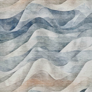 HomeRoots 8' X 10' Stylish Blue and Ivory Abstract Area Rug – Washable, Indoor/Outdoor, Durable, and Elegant Design 612015