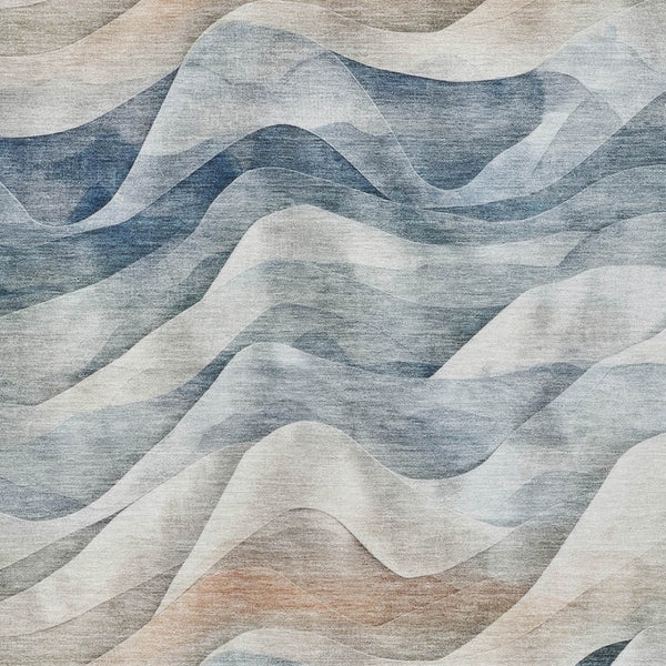 HomeRoots 8' X 10' Stylish Blue and Ivory Abstract Area Rug – Washable, Indoor/Outdoor, Durable, and Elegant Design 612015