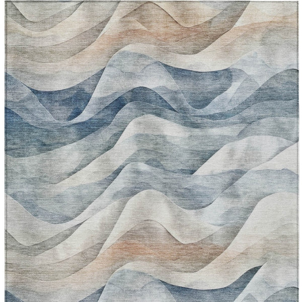 HomeRoots 9' Blue and Ivory Abstract Washable Area Rug - Durable, Stylish for Indoor & Outdoor High-Traffic Spaces 612016