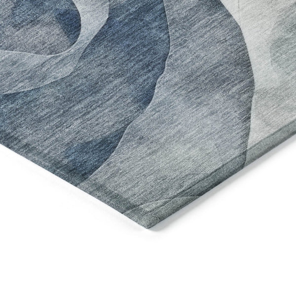HomeRoots 9' Blue and Ivory Abstract Washable Area Rug - Durable, Stylish for Indoor & Outdoor High-Traffic Spaces 612016