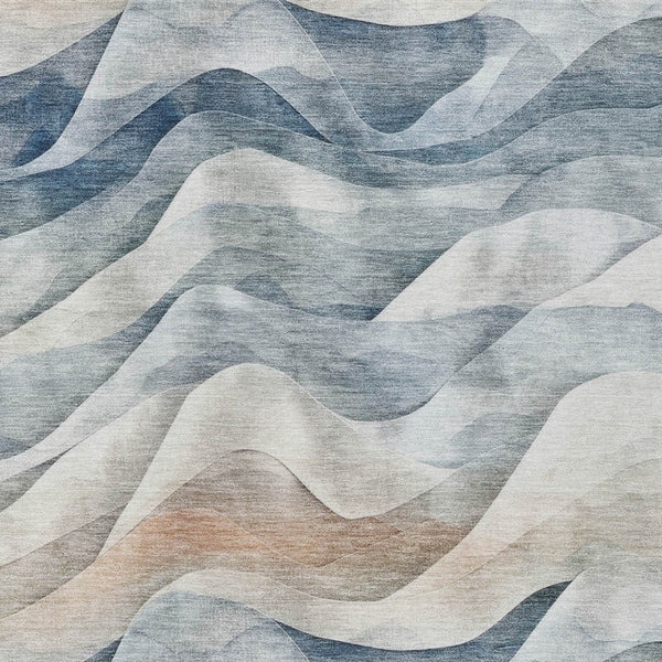HomeRoots 9' Blue and Ivory Abstract Washable Area Rug - Durable, Stylish for Indoor & Outdoor High-Traffic Spaces 612016
