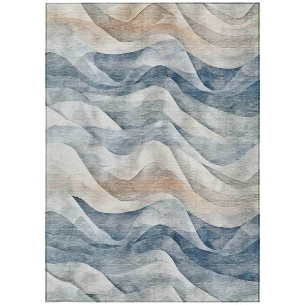 HomeRoots 10' Blue and Ivory Abstract Area Rug - Washable, Durable Indoor/Outdoor Design for Modern Living Spaces 612017