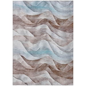 HomeRoots 5' X 8' Washable Brown and Teal Abstract Area Rug - Durable, Versatile Indoor/Outdoor Design for All Spaces 612019