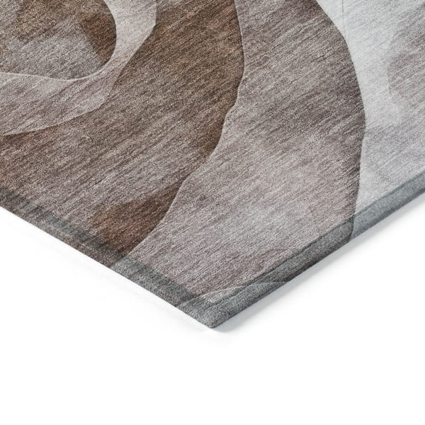 HomeRoots 5' X 8' Washable Brown and Teal Abstract Area Rug - Durable, Versatile Indoor/Outdoor Design for All Spaces 612019