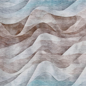 HomeRoots 5' X 8' Washable Brown and Teal Abstract Area Rug - Durable, Versatile Indoor/Outdoor Design for All Spaces 612019