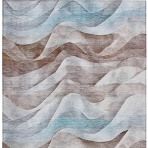 HomeRoots 8' X 10' Stylish Brown and Teal Abstract Washable Area Rug for Indoor and Outdoor Versatility 612021