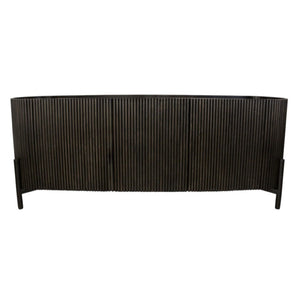 HomeRoots 80" Brown Distressed Solid Wood Ribbed Texture Sideboard - Stylish Storage for Any Room Decor 612039