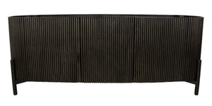 HomeRoots 80" Brown Distressed Solid Wood Ribbed Texture Sideboard - Stylish Storage for Any Room Decor 612039