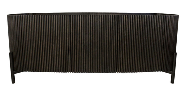 HomeRoots 80" Brown Distressed Solid Wood Ribbed Texture Sideboard - Stylish Storage for Any Room Decor 612039